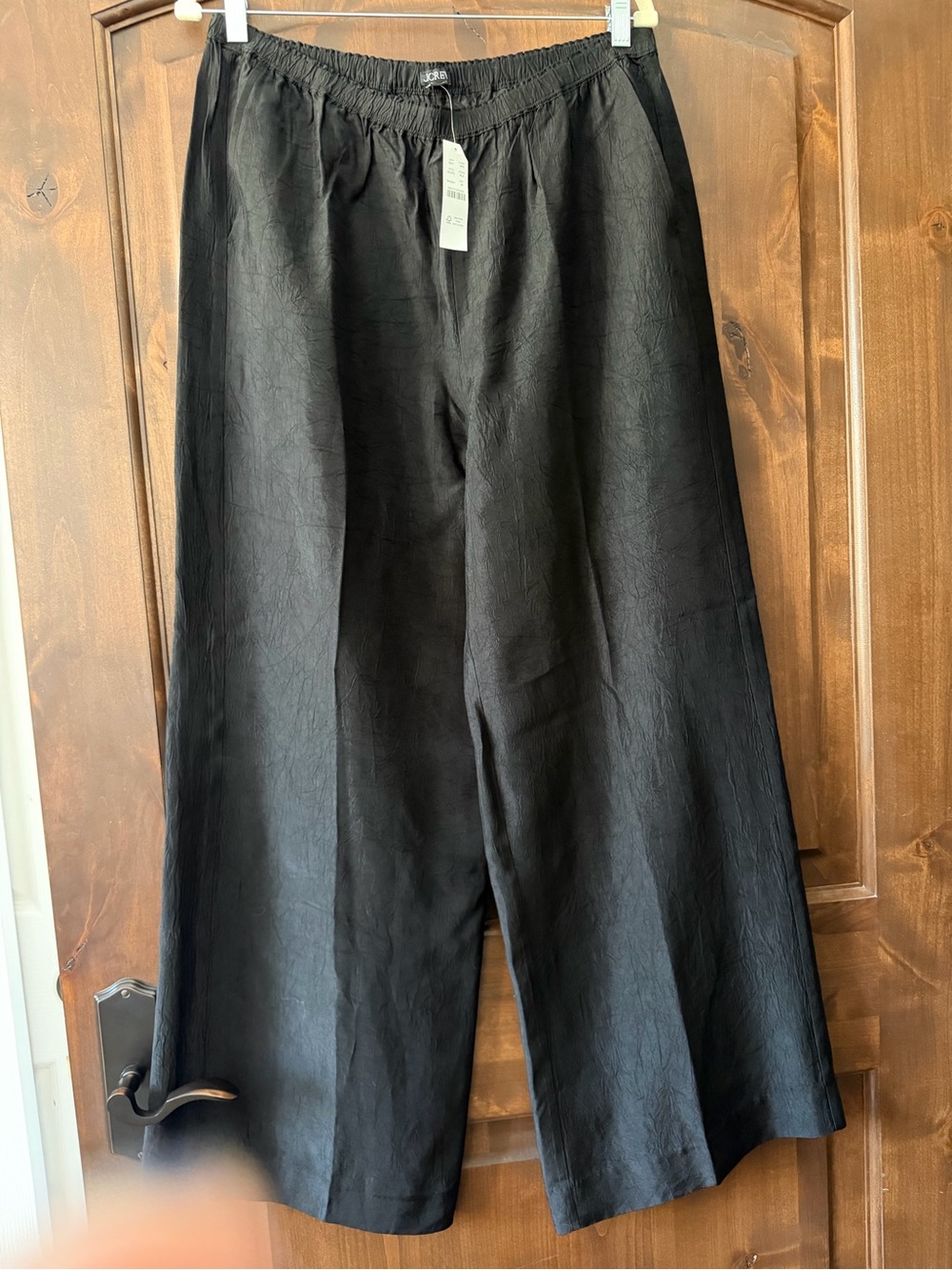 J. Crew size M silky Black Wide-Leg slacks with Elastic Waist